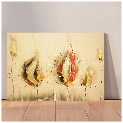 фото Картина абстрактные картины маслом цветы, 50x67 см, картина на холсте на деревянном подрамнике с настенным креплением вау холст