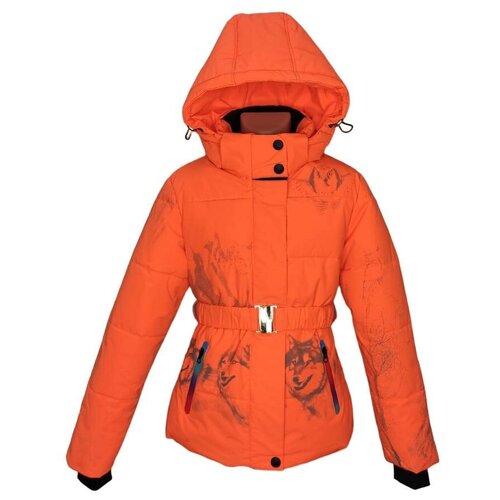 фото Куртка miya демисезонная, удлиненная, размер 134, оранжевый