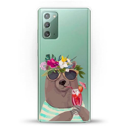 фото Силиконовый чехол медведь с коктейлем на samsung galaxy note 20 andy & paul