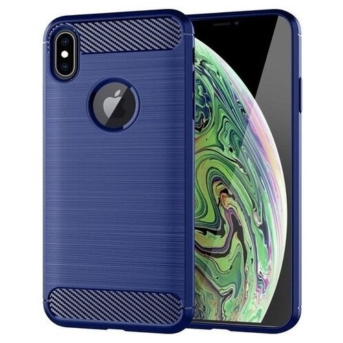 фото Чехол для iphone xs max цвет blue (синий), серия carbon от caseport