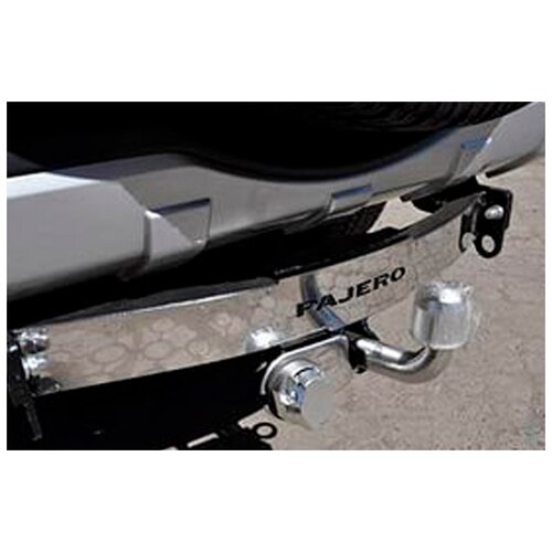 фото Фаркоп mitsubishi pajero 4 3/5 дверей 2008- крюк разборный на двух болтах, балка открытая с нерж. пластиной baltex