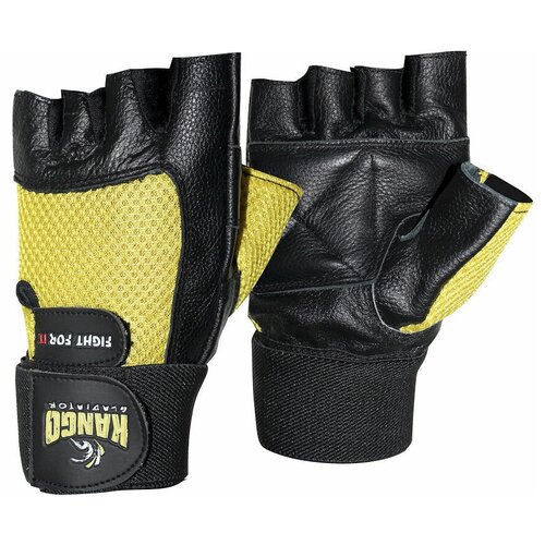 фото Перчатки для фитнеса kango wgl-069 black/yellow l