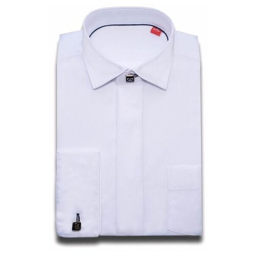 фото Школьная рубашка imperator, прямой силуэт, на пуговицах, длинный рукав, размер 104-110, белый