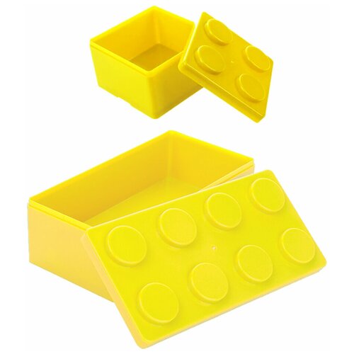 фото Набор шкатулок-органайзеров в виде конструктора лего, 2 шт., большая 16,7х8,3х6 см, маленькая 8,3х8,3х5,8 см, желтые baby fox