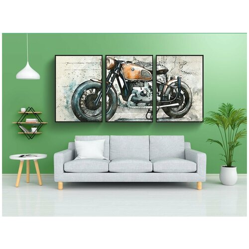фото Набор модулных постеров для интерьера "мотоцикл, транспортное средство, велосипед" 60x90 см. в тубусе, без рамки lotsprints