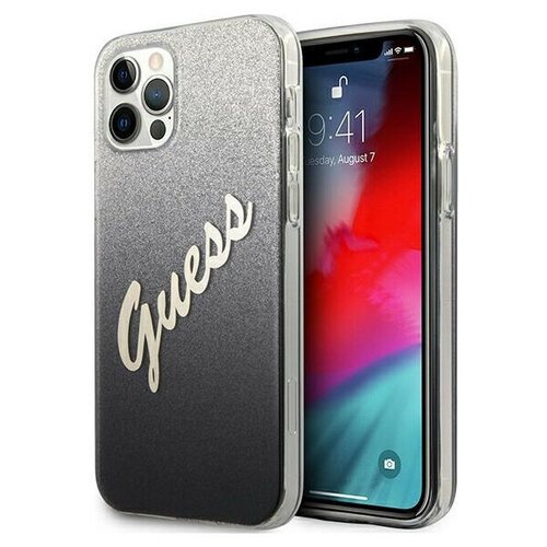 фото Чехол cg mobile guess pc/tpu script logo hard для iphone 12 pro max, цвет черный градиент (guhcp12lpcuglsbk)