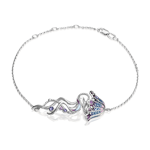 фото Браслет platina jewelry из серебра 925 пробы с аметистом, эмалью