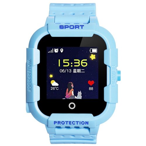 фото Детские умные смарт часы smart baby watch wonlex kt03 2g с gps с телефоном кнопкой sos водонепроницаемые для детей 4-7 лет голубые для мальчика