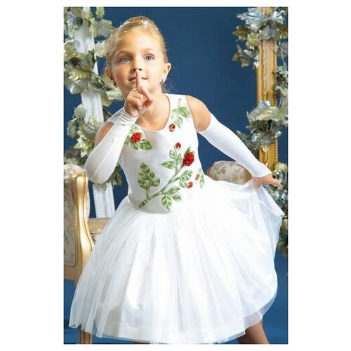 фото Нарядное платье с перчатками "алая роза", маленькая леди, 646-117-вха