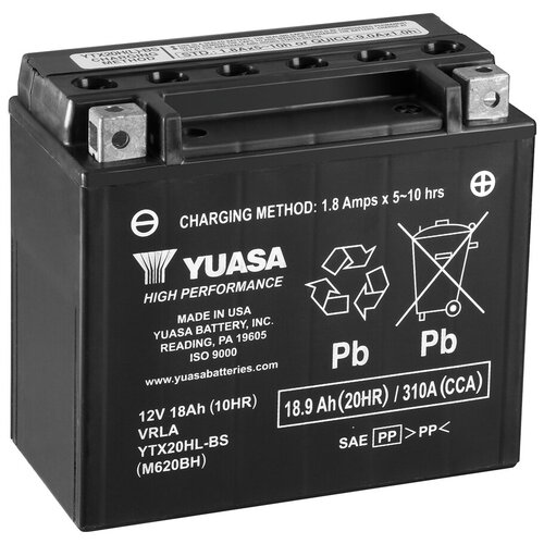 фото Yuasa аккумулятор yuasa ytx20hl-bs 12в 18ач 310cca 175x87x155 мм обратная (-+) gs yuasa