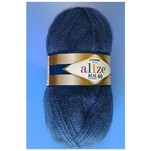 фото Пряжа alize angora real 40, цвет 279 - синий джинс (ангора реал 40) 40% шерсть, 60% акрил 100г/480м, 1шт