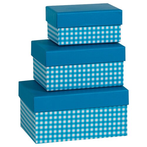 фото Набор коробок стильная клетка, голубой, 16*12*8 см, 3 шт. дон баллон