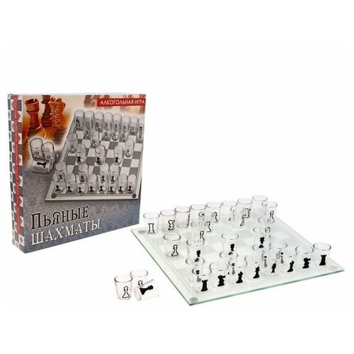 фото Без тм пьяные шахматы с рюмками (25 х 25 см)