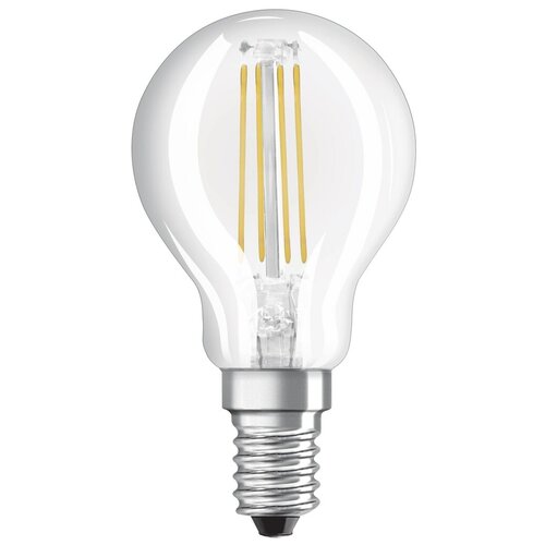 фото Лампа светодиодная osram груша e14 4 вт 470 лм свет тёплый белый прозрачная