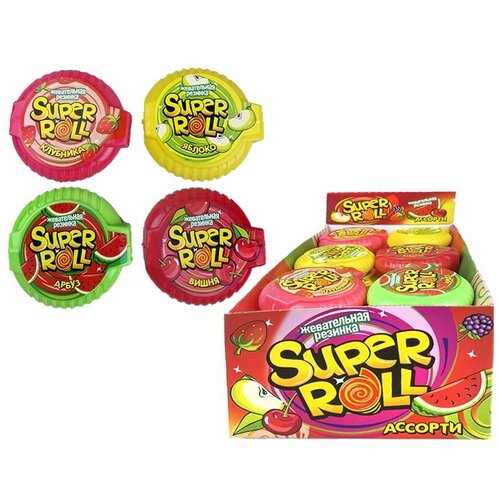 фото Жевательная резинка "super roll" ассорти, 24шт х 12гр канди клаб