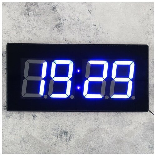 фото Часы настенные электронные "элегант", синие цифры, 47.5х3.5х23 см qwen