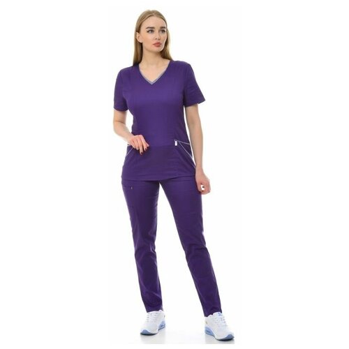 фото Костюм медицинский женский "сантана" 117.3.42 (42/фиолетовый с отд. клетка/стрейч мед) medicalwear