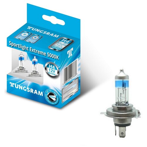 фото Лампы tungsram "sportlight extreme", h4, +40%, 12v, 60/55w, p43t, 5000k, комплект 2 шт.