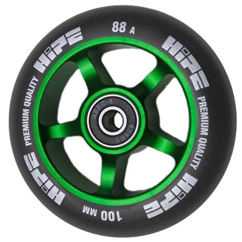 фото Колесо для самоката hipe 5spoke 100mm зеленый/черный