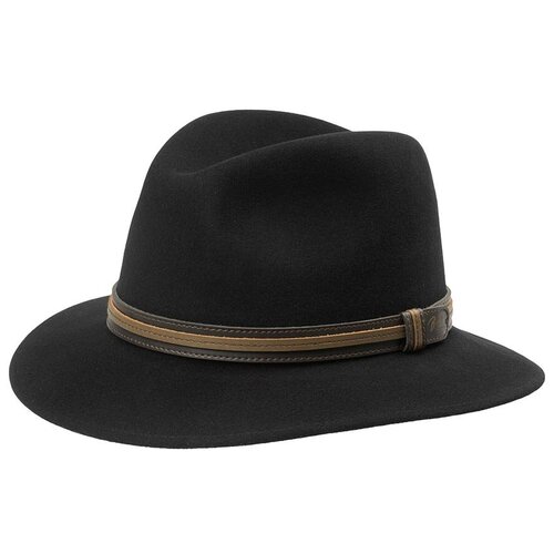 фото Шляпа федора bailey, шерсть, подкладка, размер 57, черный