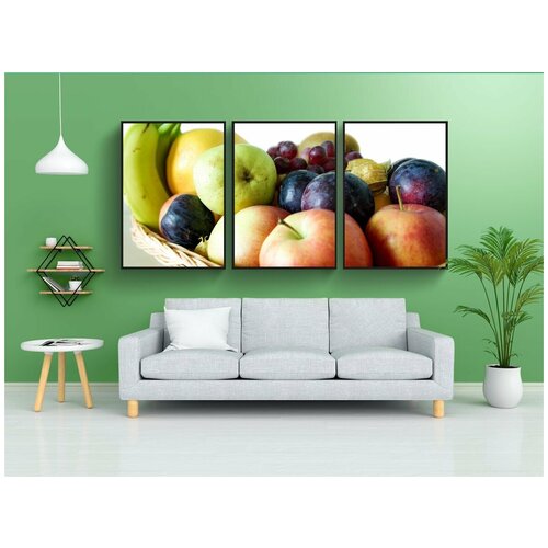 фото Модульный постер "фрукты, корзина, банан" 180x90 см. из 3х частей в тубусе, без рамки lotsprints