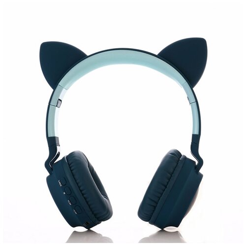 фото Беспроводные bluetooth наушники с ушками bt028c (зеленые с голубым) cat ear