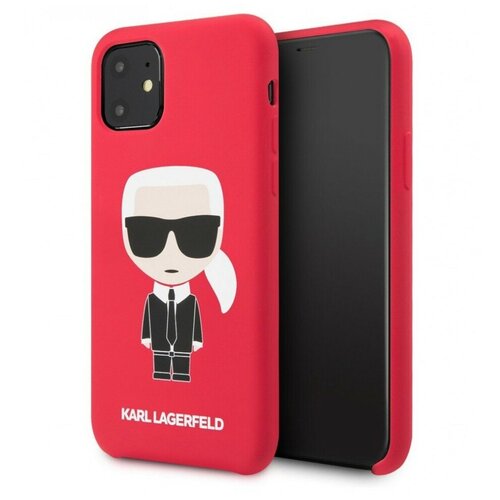 фото Чехол cg mobile karl lagerfeld liquid silicone iconic karl hard для iphone 11, цвет красный (klhcn61slfkre)