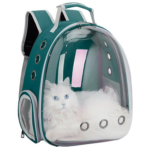 фото Сумка-переноска для мелких животных / рюкзак для переноски животных с обзором (зеленый) family shop