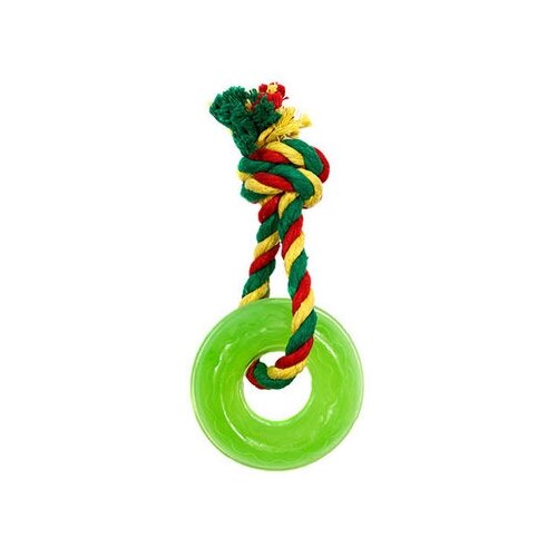 фото Dental knot кольцо мини с канатом, резина 2,3 см х 6,9 см, зеленое d11-3967-gr, 0,700 кг, 43860 (10 шт)