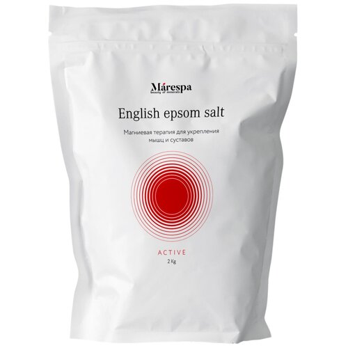 фото Marespa английская соль для ванн с магнием epsom (эпсом) с натуральными маслами розмарина и мяты, 2 кг