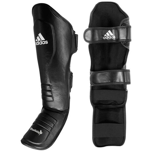 фото Защита голени и стопы muay thai shin instep leather черно-белая (размер m) adidas