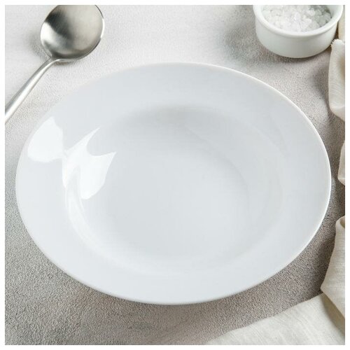 фото Тарелка глубокая «бельё» skiico kitchenware d=20 см / прочная фарфоровая тарелка для еды 230 мл белая