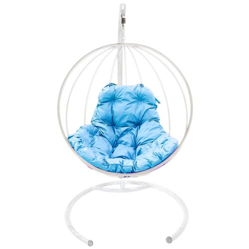 фото Подвесное кресло m-group круг без ротанга черное , голубая подушка