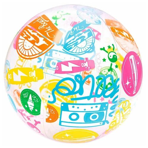 фото Мяч пляжный надувной для игр в воде, хип - хоп, 61 см радость в дом