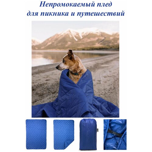 фото Плед для путешествий и пикников непромокаемый, грязеотталкивающий, синий silvercrown