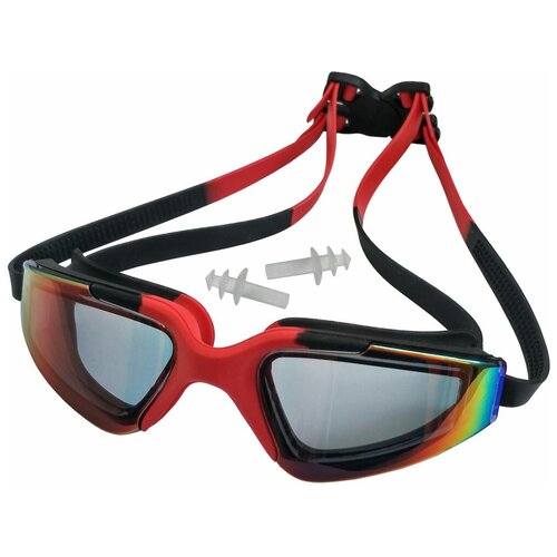 фото C33452-5 очки для плавания взрослые с берушами (красно-черные) hawk