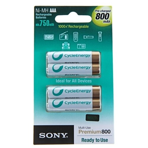 фото Аккумулятор sony aaa, 1.2 в, 800 мач, nimh bl4, cycle energy blue