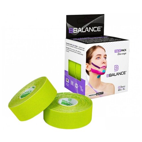 фото Кинезио тейп face pack 2,5 см x 10 м хлопок зеленый bbalance