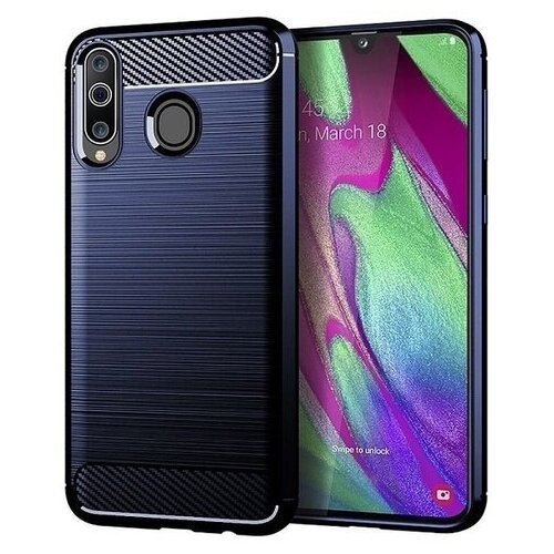 фото Чехол для samsung galaxy a40s (galaxy m30) цвет blue (синий), серия carbon от caseport