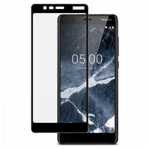 фото Защитное стекло для (nokia 3.1) олеофобное / закаленное/ противоударное / полноэкранное, full glue (черная рамка) чехлы и стекла