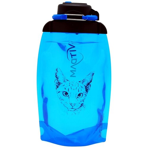 фото Бутылка для воды, для безалкогольных напитков vitdam очаровательная кошка b086-1302 860 мл пластик синий