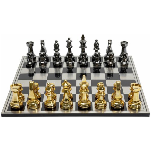 фото Kare набор шахматный chess, коллекция "шахматы" 60*5*60, полирезин, сталь, мдф, золотой, черный