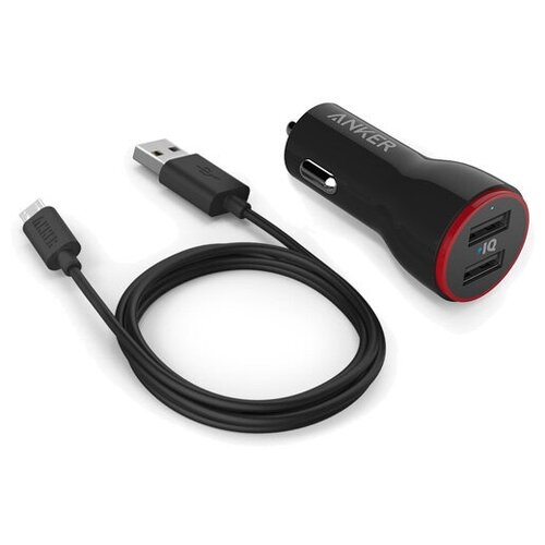 фото Автомобильное зарядное устройство anker powerdrive 2 (b2310012) + кабель micro-usb (1 метр) чёрное