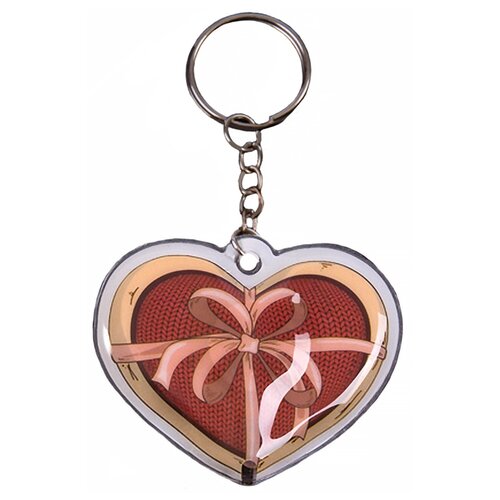 фото Брелок-фонарь феникс презент "сердце", пвх, кольцо для ключей на цепочке из нержавеющей стали, пакет с подвесом