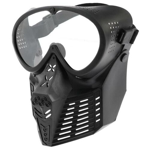 фото Очки-маска для езды на мототехнике, разборные, визор прозрачный, цвет черный yandex market
