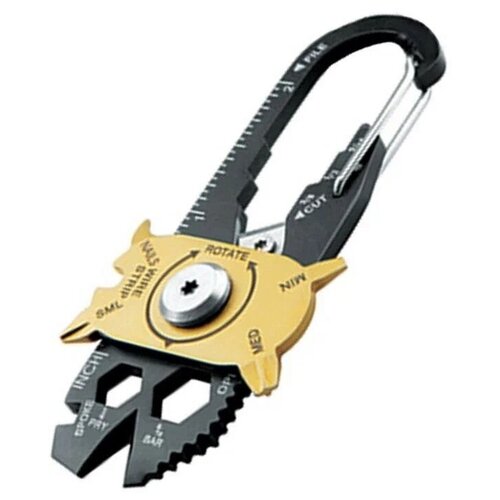 фото Мультитул - брелок с карабином на ключи, на подарок для активного отдыха 20 в 1 набор инструментов нож походный туристический, карманный spower