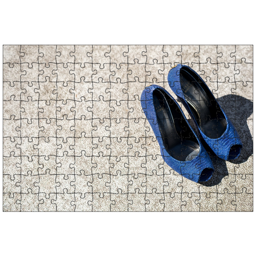 фото Магнитный пазл 27x18см."туфли, свадьба, синие ботинки" на холодильник lotsprints