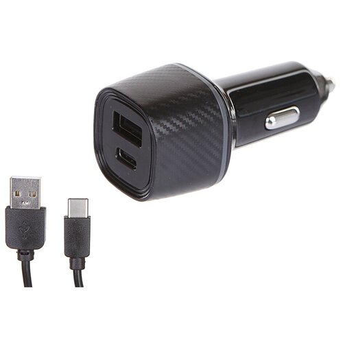 фото Зарядное устройство krutoff cch-03c 1xusb qc 3.0 + pd type-c 36w + кабель usb type-c black 03731