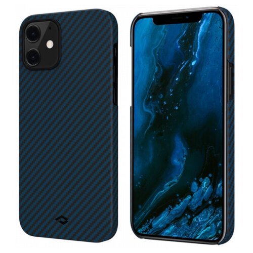 фото Чехол pitaka magez case для iphone 12 mini , черно-синий, кевлар (арамид)
