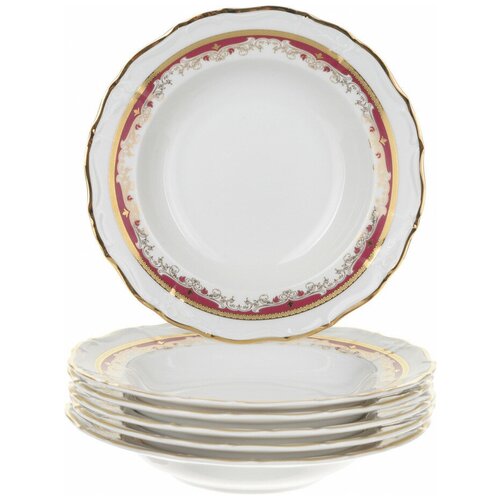 фото Набор глубоких тарелок marie- louise (декор красная лилия) 6 тарелок, 23 см thun1794